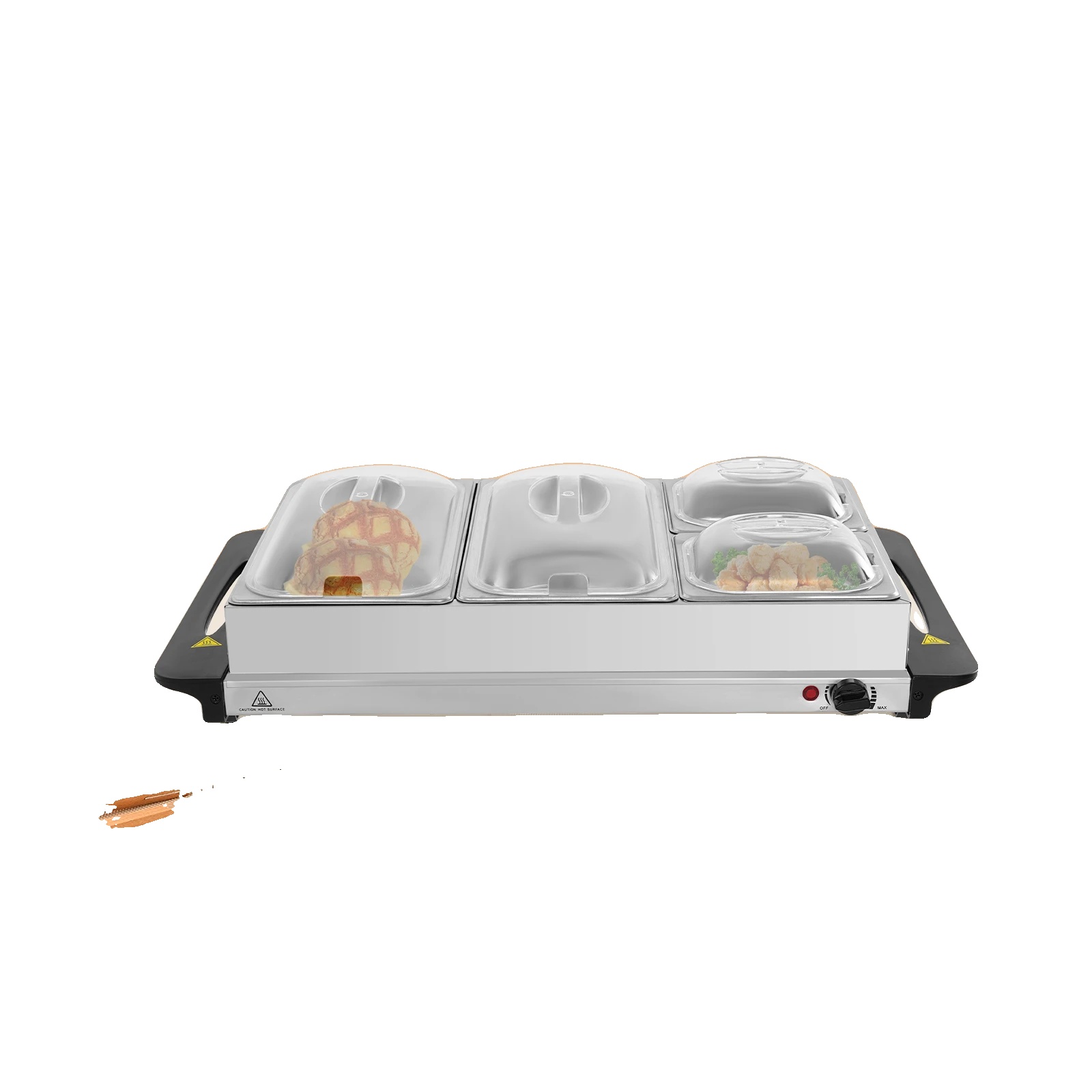 Buffet Speisenwärmer, 300w Leistung, 4 Schalen, Temperaturbereich 45-70℃, Edelstahl, 2,5l Kapazität