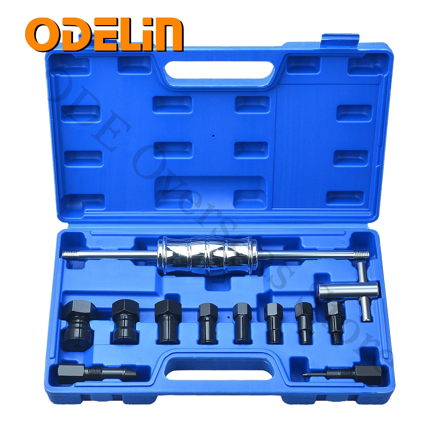 Innenlager-abzieher-set, 12 Teile, Kohlenstoffstahl, Hammerlänge 105 Mm, Wellenlänge 360 Mm, Spannzangen Größen 8 - 10 Mm
