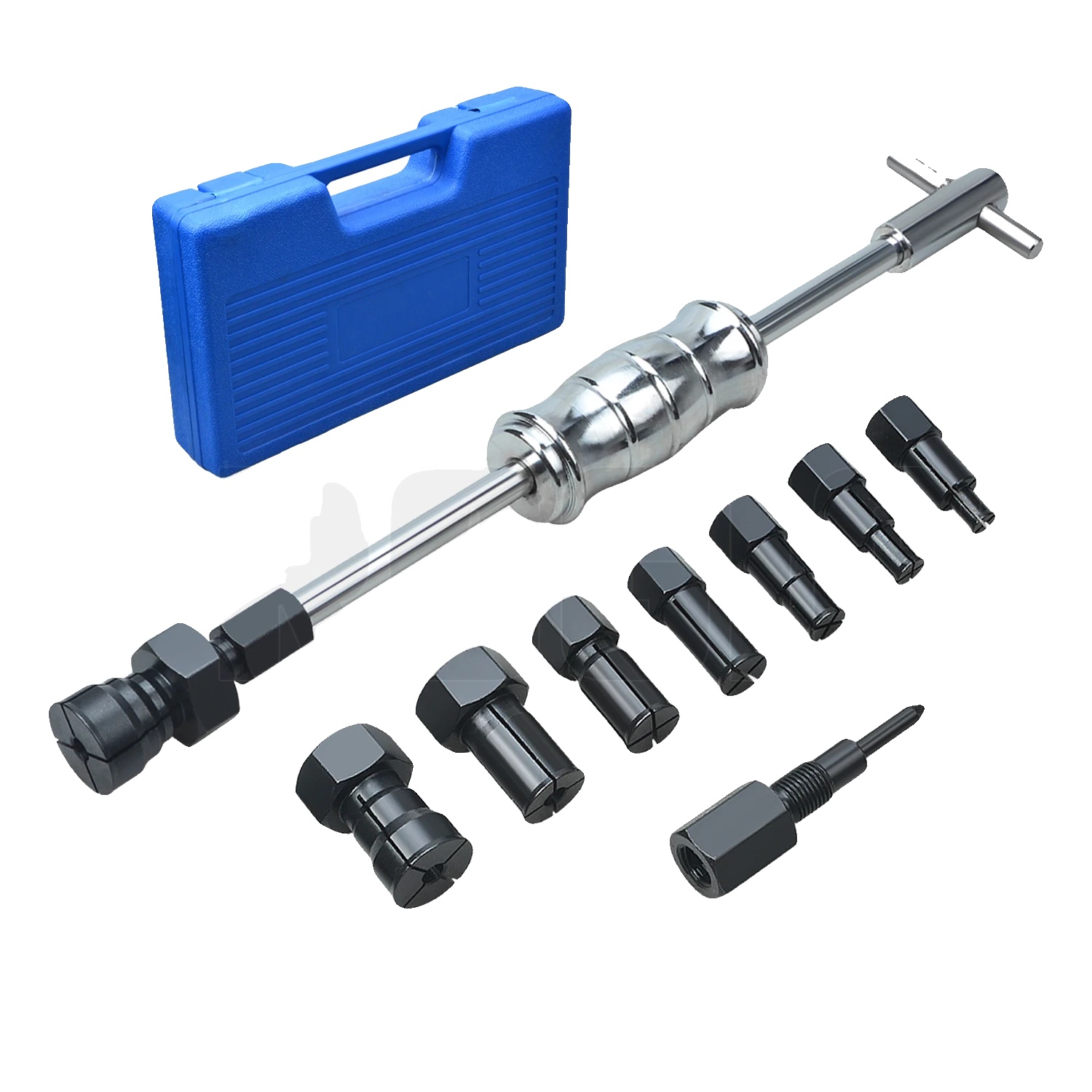 Innenlagerabzieher-set, 12 Teile, Kohlenstoffstahl, Schiebhammerlänge 105 Mm, Wellenlänge 360 Mm, Spannzangen-größenbereich 8 Größen