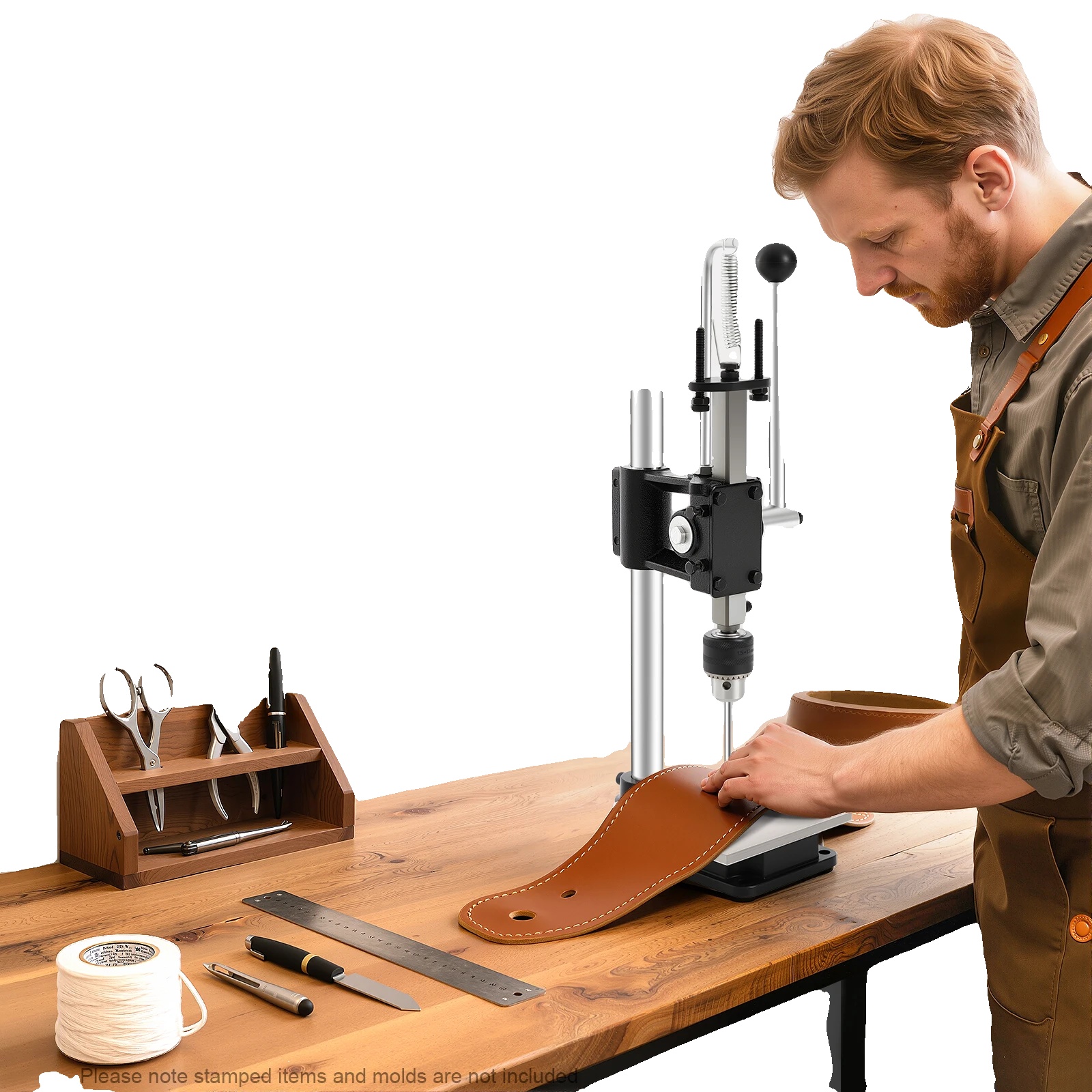 Lederstempelmaschine, Gusseisen, Höhenverstellbar 0-16cm, Maschinen Druck ≤160kg, Bohrfutter Spannbereich 1,5-13mm, Polstergröße 13151cm