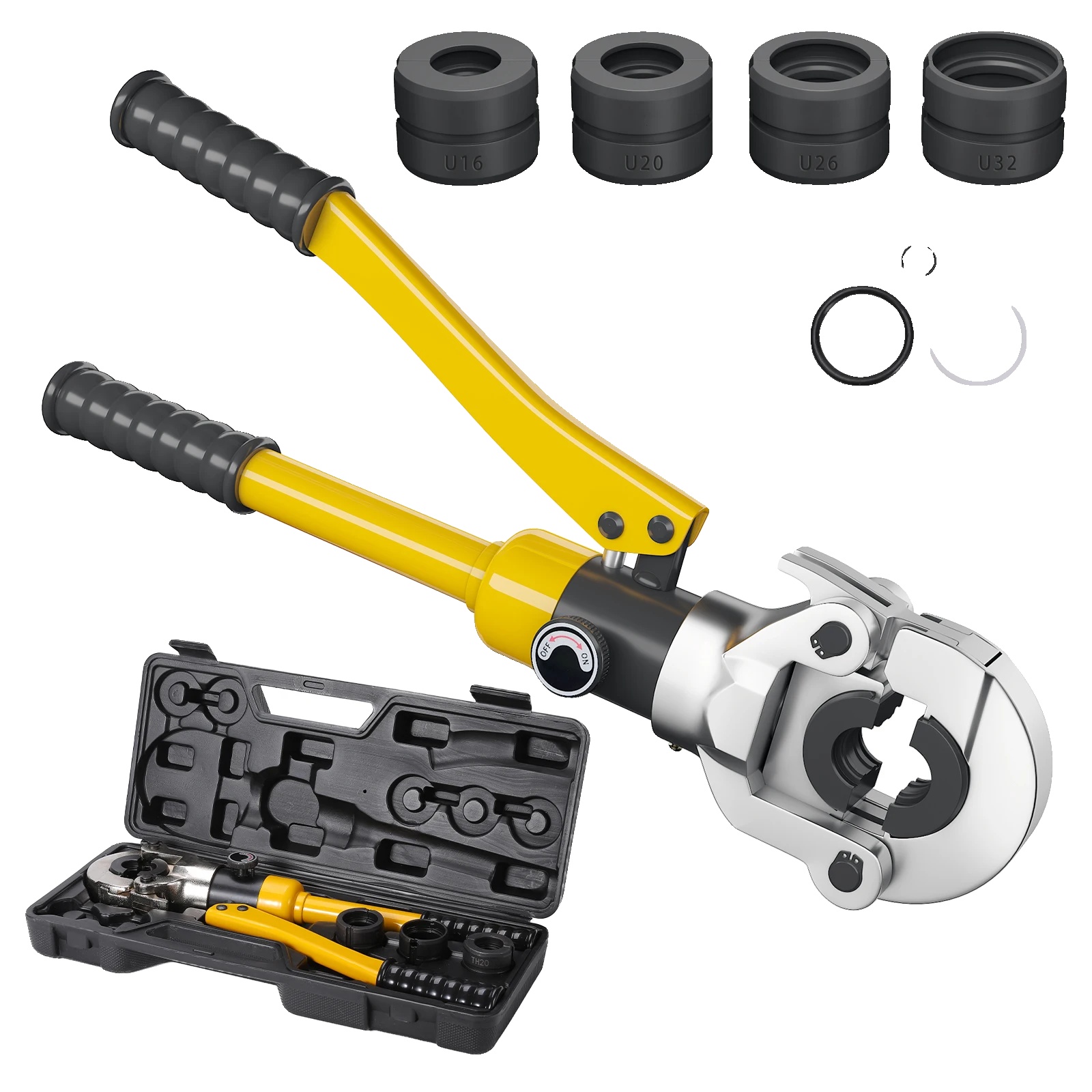 Hydraulisches Pex-rohrverpresswerkzeug, 360° Drehbarer Kopf, 8 Tonnen Kapazität, Gelb