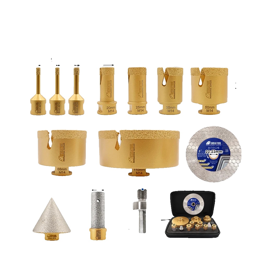 Diamantbohrer Set, 13-teiliges Werkzeugset, Vielseitige Anwendungen, 13stück, M14 Gewinde