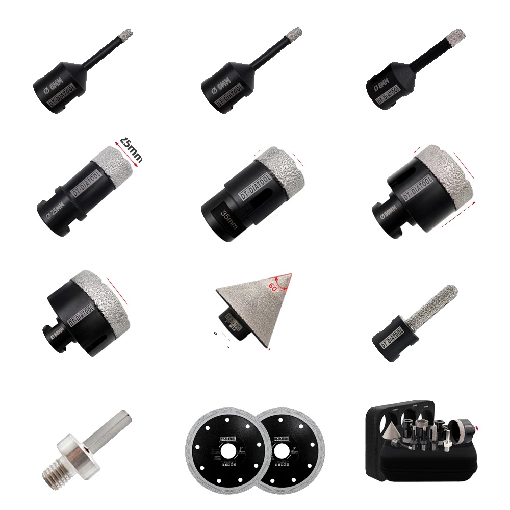 Kernbohrer Set, Einschließlich Diamantbohrer, M14 Kompatibilität, 12pcs Kit 2pcs Scheiben, M14 Gewinde-a