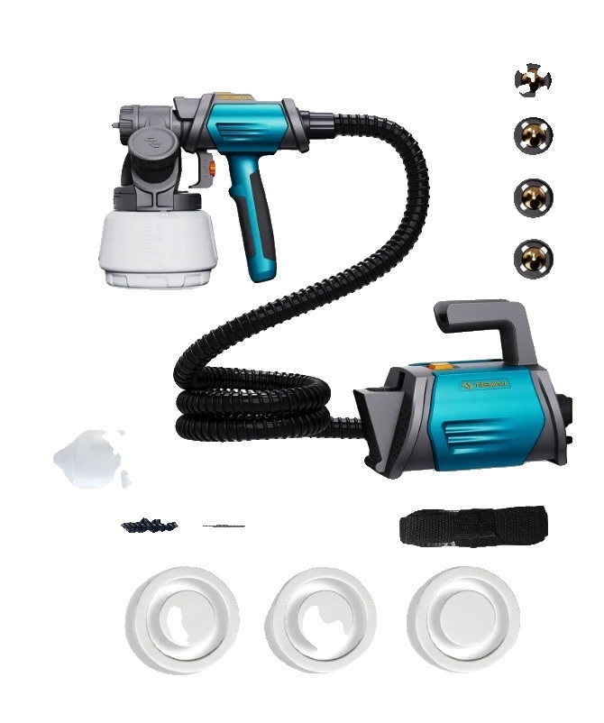 Lackierspritzpistole, 4 Düsen, Einstellbare Sprühmuster, Blau, 100v-240v Eu-stecker