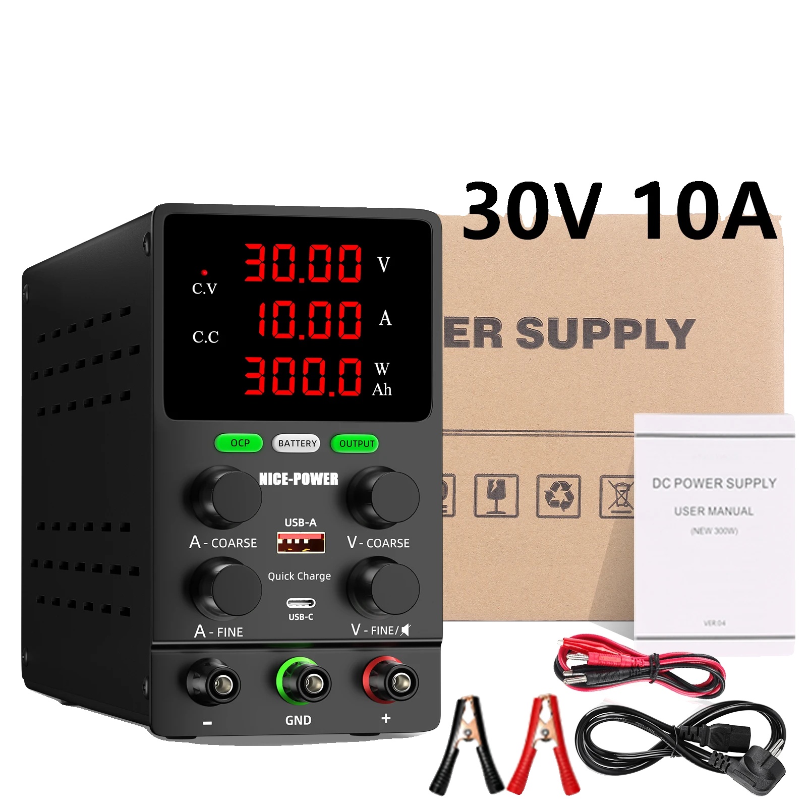 Stromversorgung, Spannung Einstellbar, Überstromschutz, 30v10a Ladegerät, 220v Eu Stecker