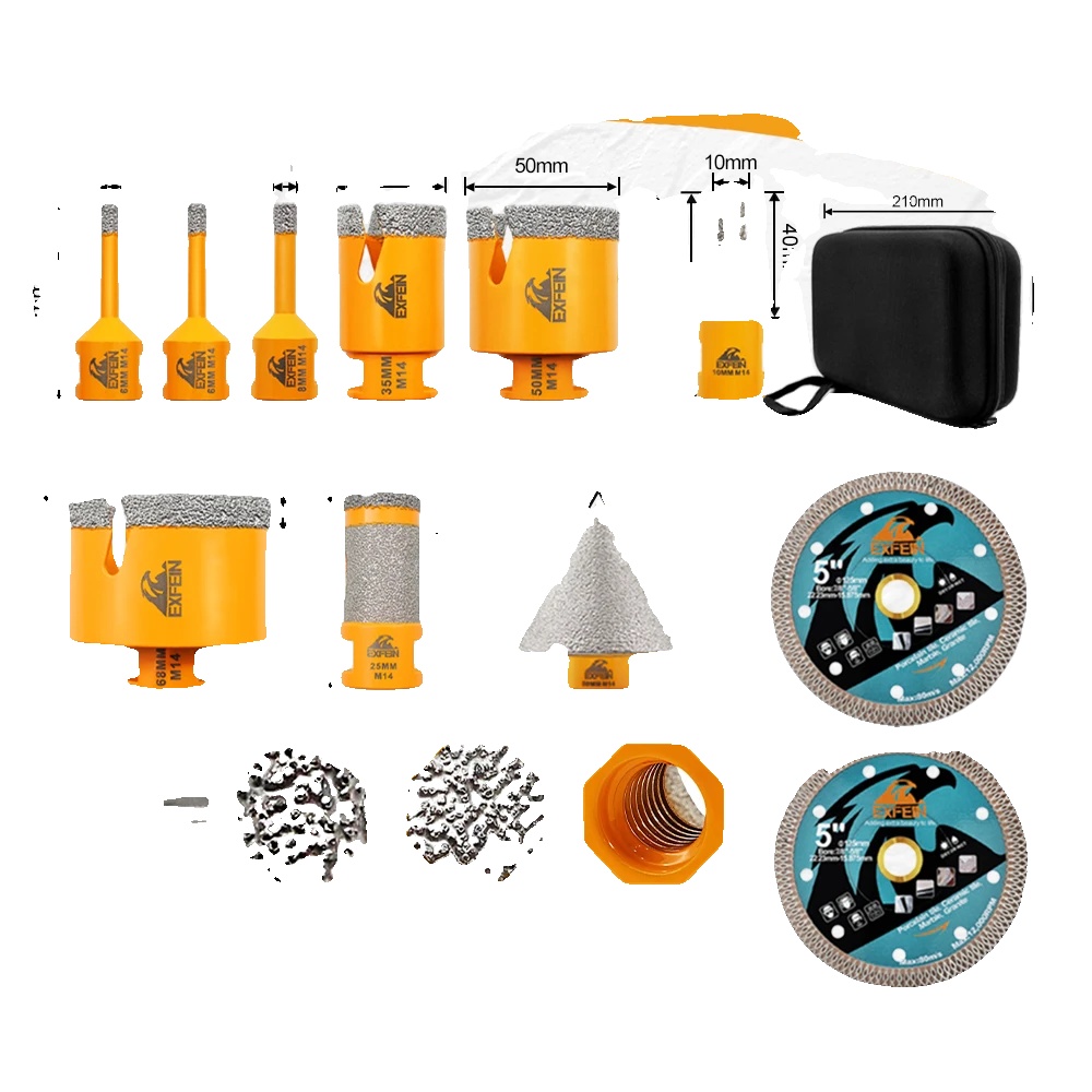 Kernbohrer Set, 12 Teile, Breite Kompatibilität, 12pcs Koffer, M14 Gewinde