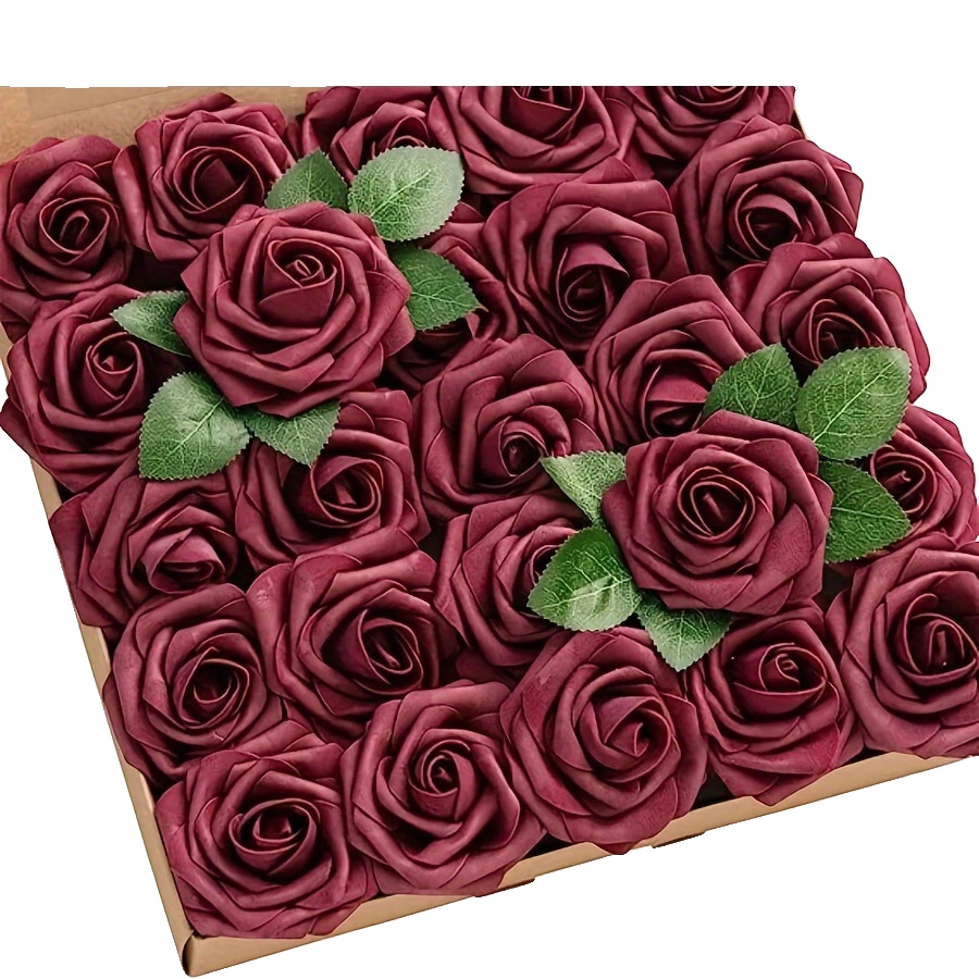 Künstliche Blumen, Vielseitig Für Veranstaltungen, Mit Integrierter Beleuchtung, Burgund