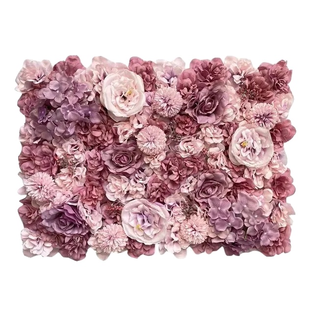 Blumenwand, Seidenmaterial, Anpassbares Design, Violettrosa, 60x40cm
