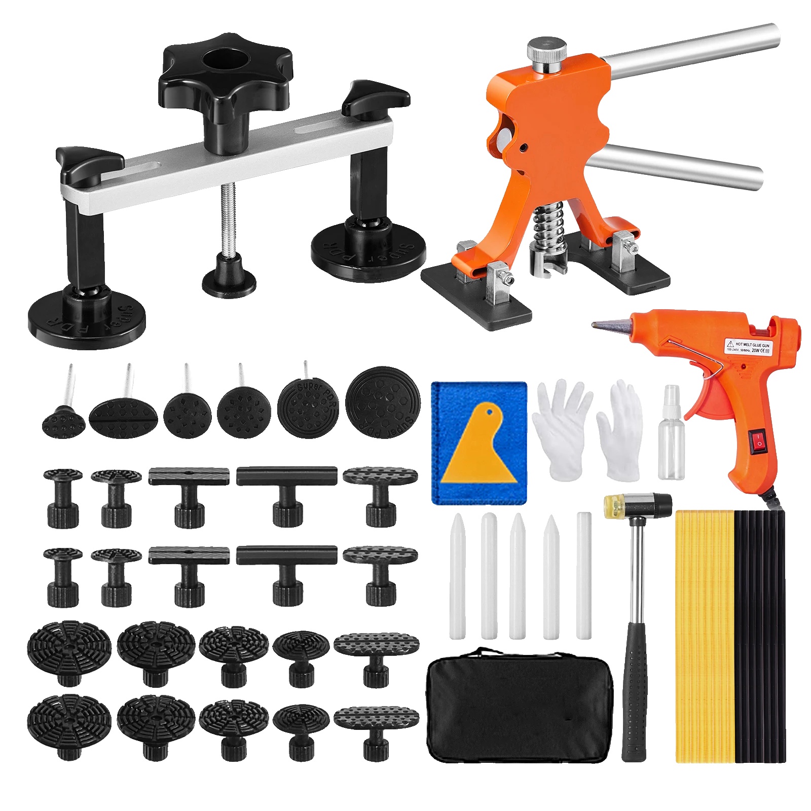 Dellenentferner-set, Aluminium- Und Abs-materialien, 20w Heißklebepistole, Spannung 100-240v, Anwendbare Dellenfläche 0,2"-5,3", 20 Reparatur-tabs