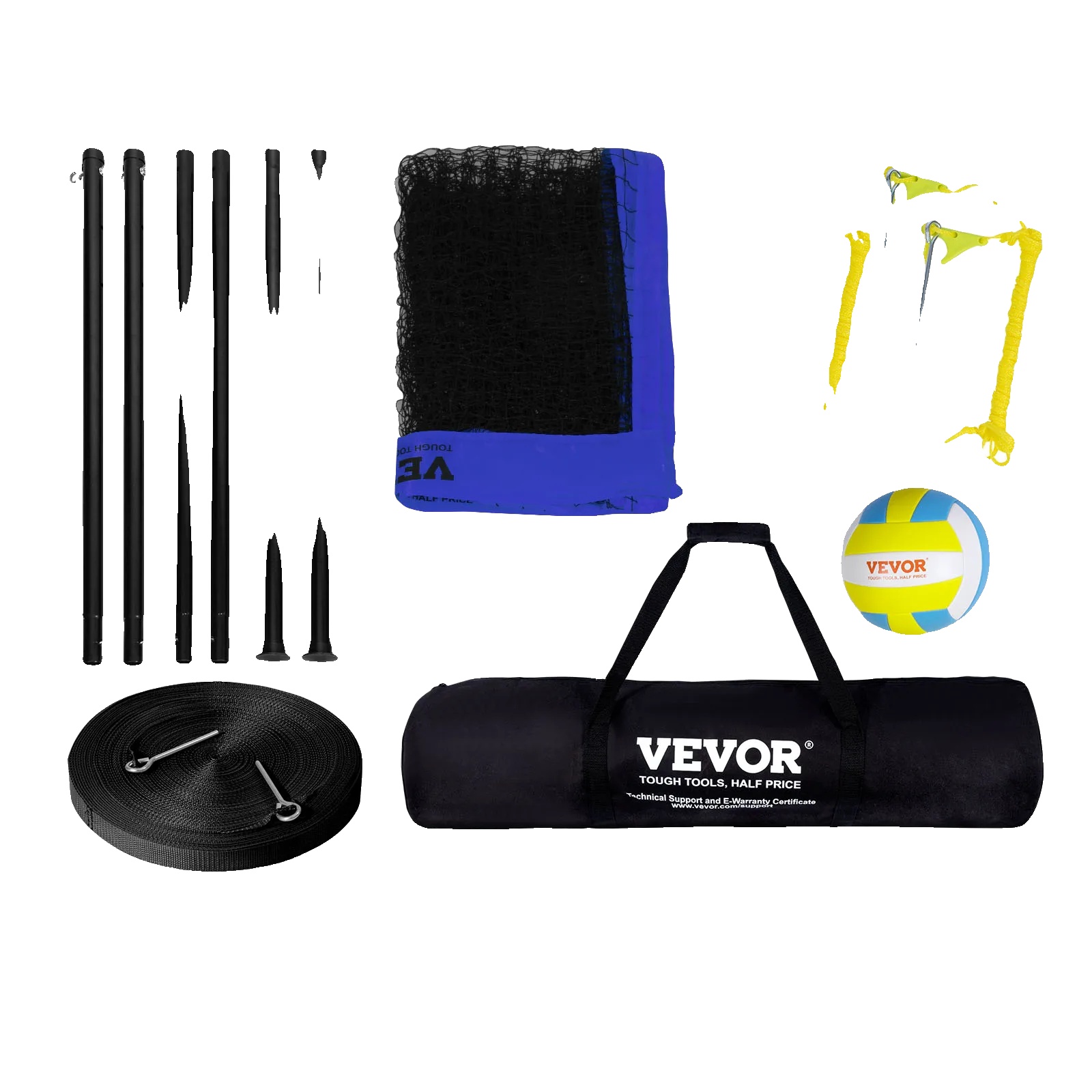 Volleyballnetzsystem, Verstellbare Höhe, Langlebige Aluminiumstangen, 1.5nch