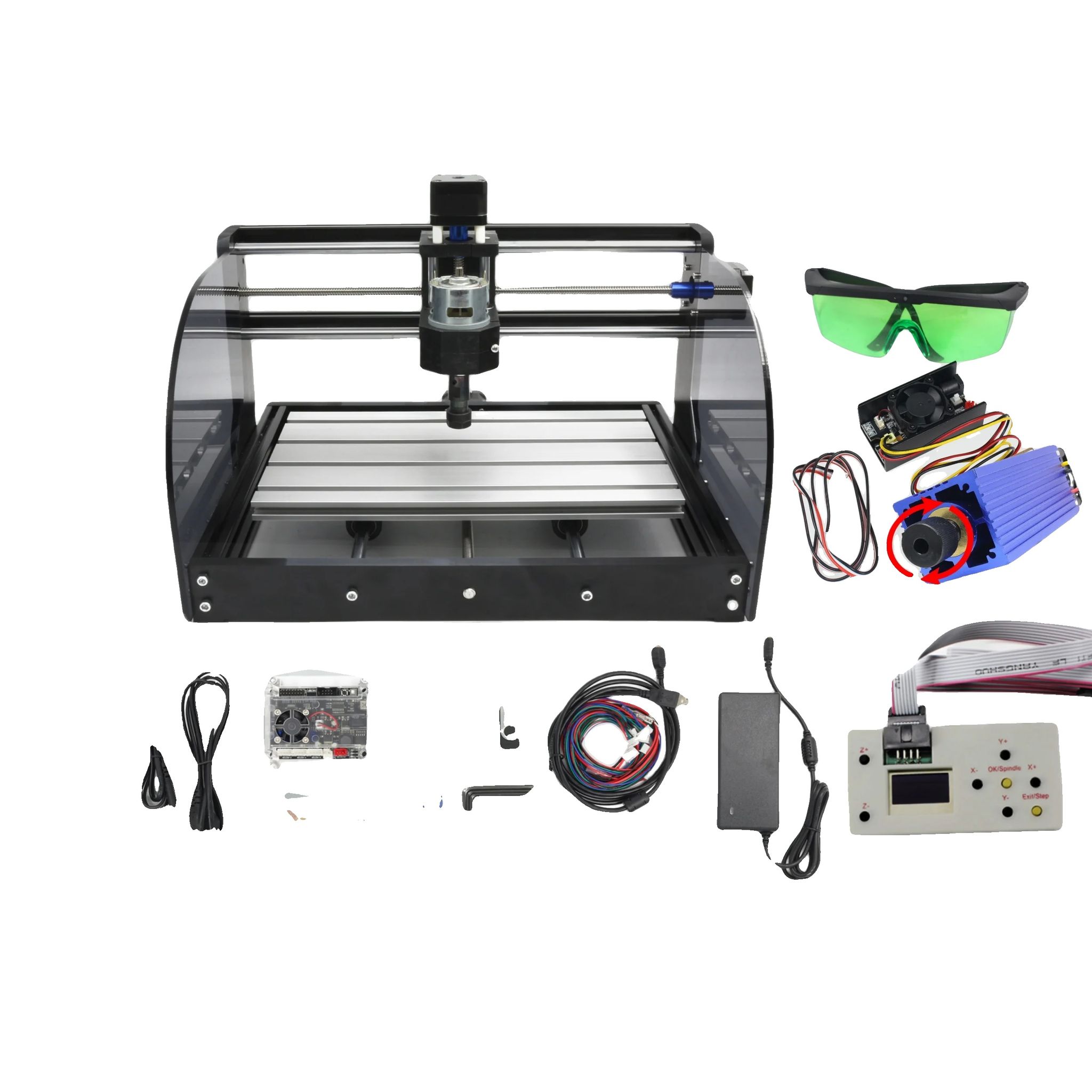 Cnc-fräser, 3 Achsen, Lasergravur- Und Fräsmaschine, Add Offline+7w Laser