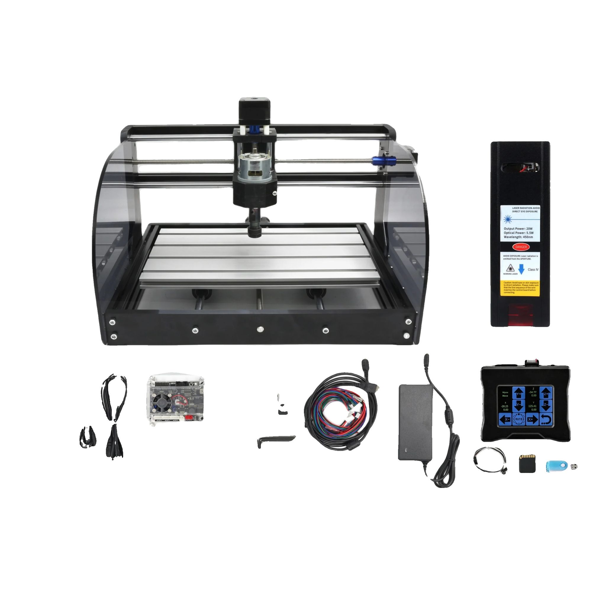 Cnc-fräser, 3 Achsen, Lasergravur- Und Fräsmaschine, Füge Touch+20w Laser Hinzu