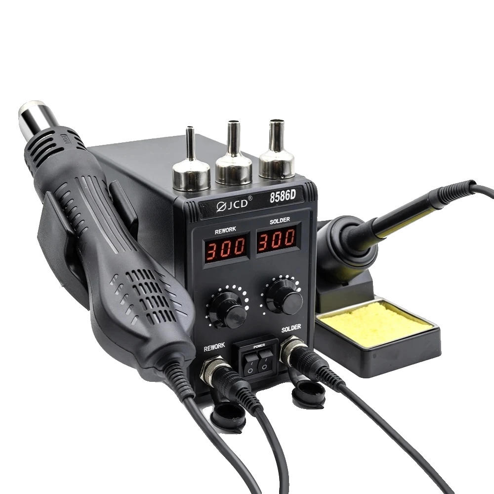 Lötstation, Lcd-display, Heißluftpistole, 8586d Kit1, 220v Eu Stecker