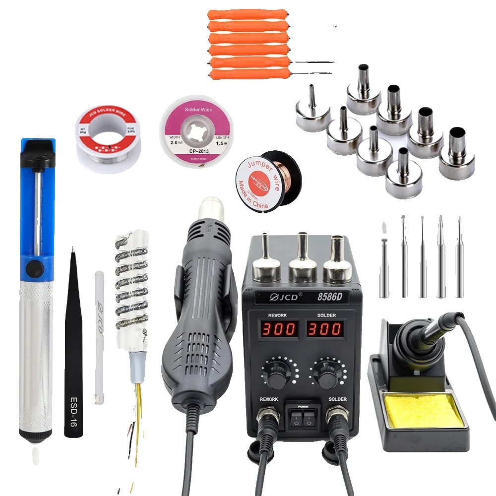 Lötstation, Lcd-display, Heißluftpistole, 8586d Kit4, 220v Eu Stecker