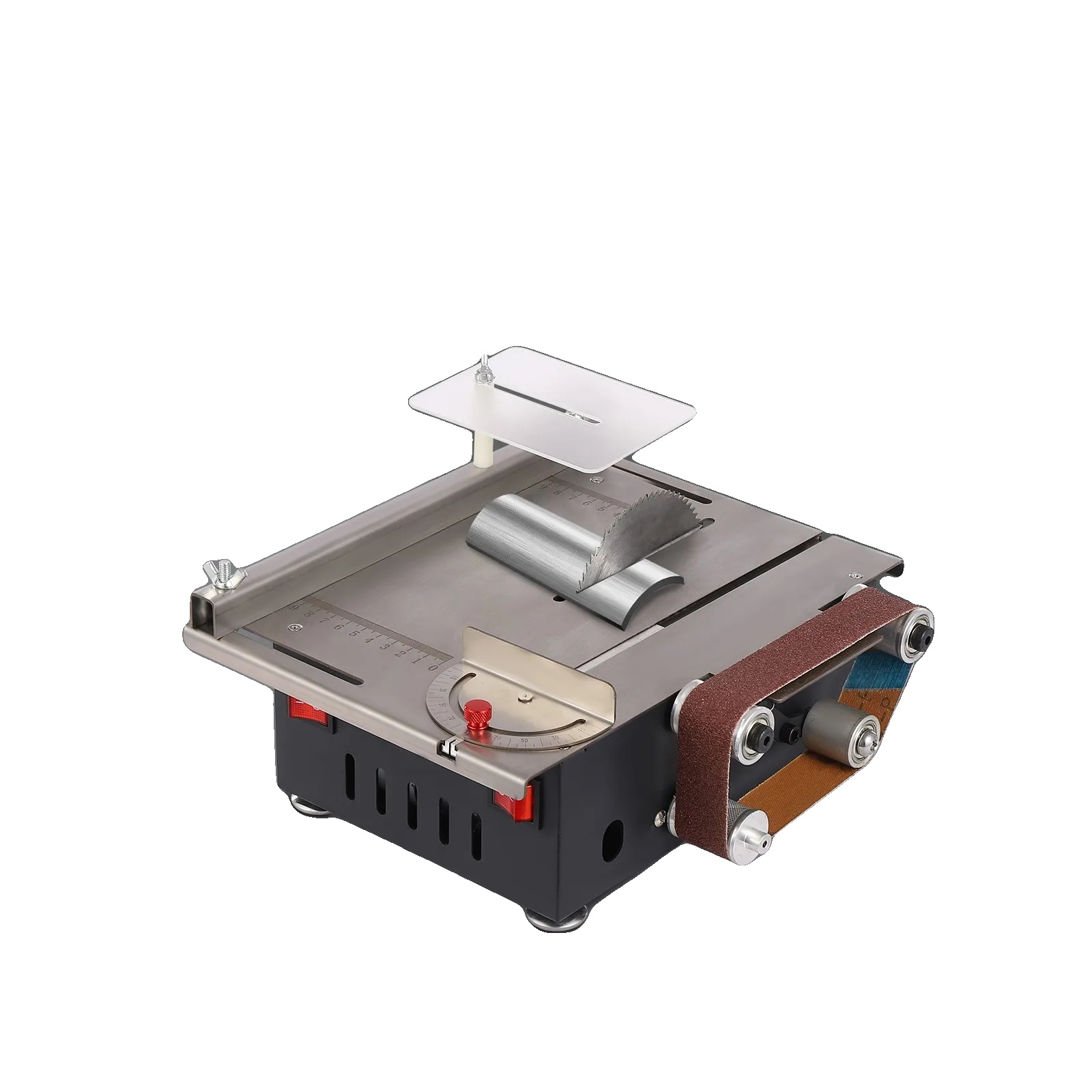 Mini Tischsäge, 2-in-1 Funktionalität, 200w Leistungsaufnahme, Maximale Schnitttiefe 33 Mm, Einstellbare Geschwindigkeit 7 Gänge, Kompakte Größe 29 X