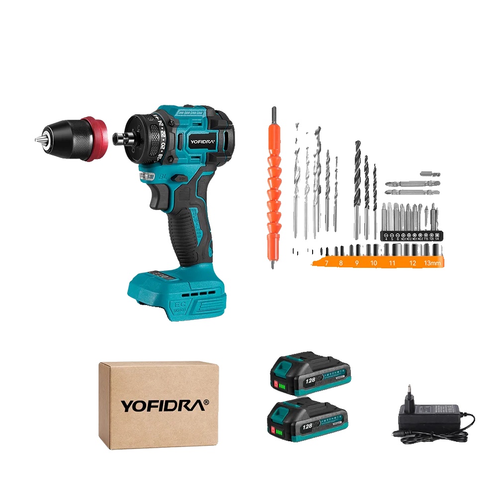 Akku-schrauber, Bürstenloser Motor, Einstellbare Drehmomentstufen, 2xbatterie Set-a