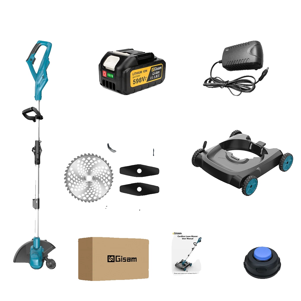 Elektrischer Rasenmäher, Kabelloses Design, 3-in-1-funktionalität, 1 Batterie