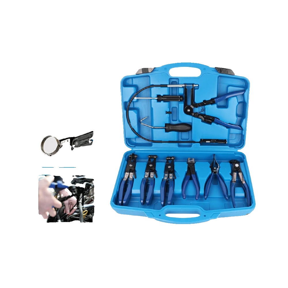 Schlauchschellen-zangen, Stahlmaterial, 18 Zoll Länge, 9-teiliges Set, Ratschen-verriegelungsmechanismus, Flexibler Schaft