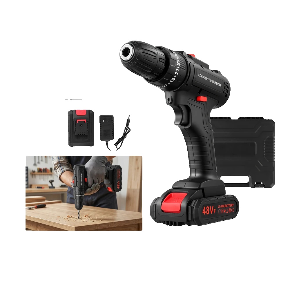 Akku-schlagbohrmaschine, 21v Batterie, Maximales Drehmoment 30n·m, Drehzahlbereich 0-350/0-1500 U/min, Bohrfuttergröße 10mm, 25+1