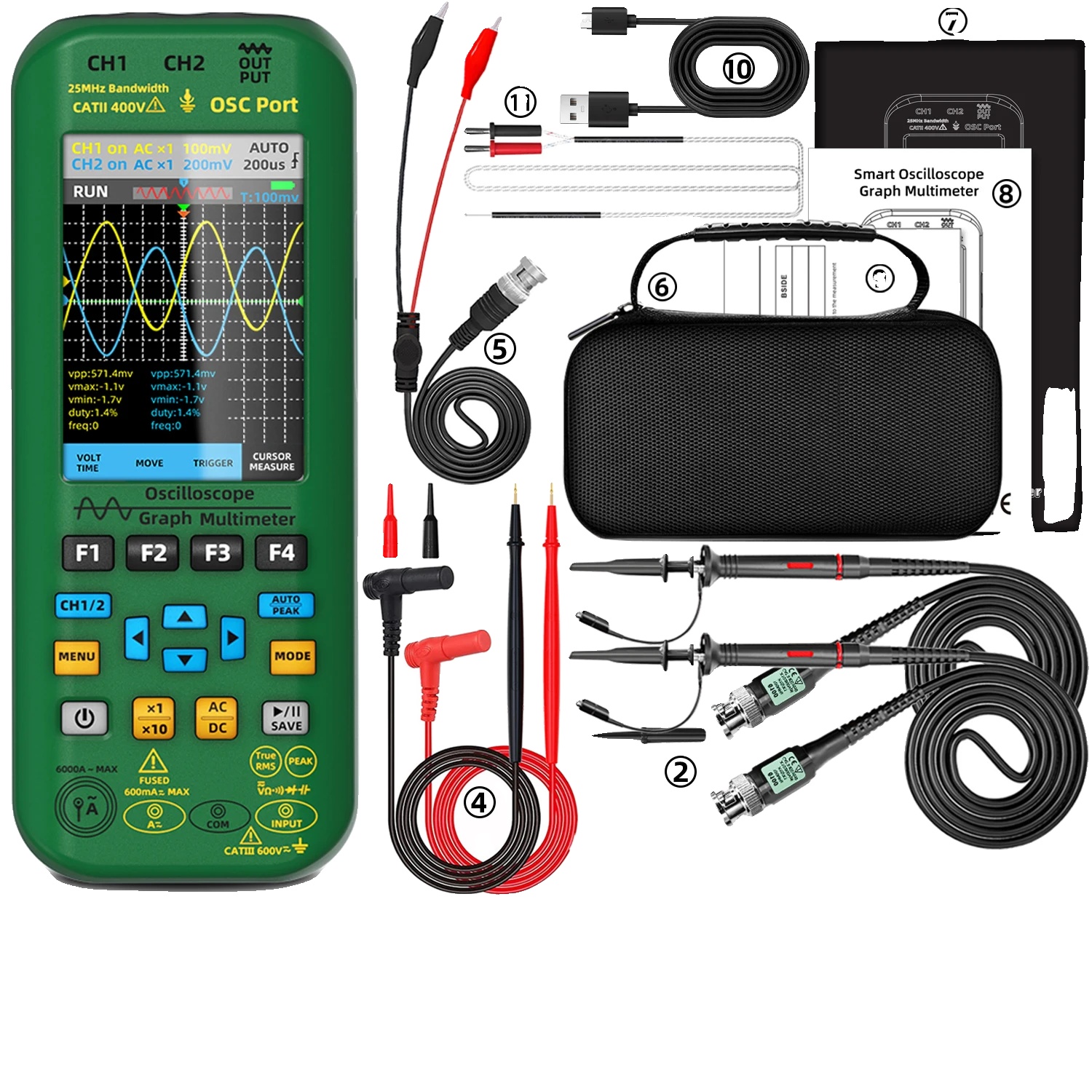 Handheld-oszilloskop, 50mhz Dual-channel, Eingebauter Signalgenerator, O7-kits (optional)