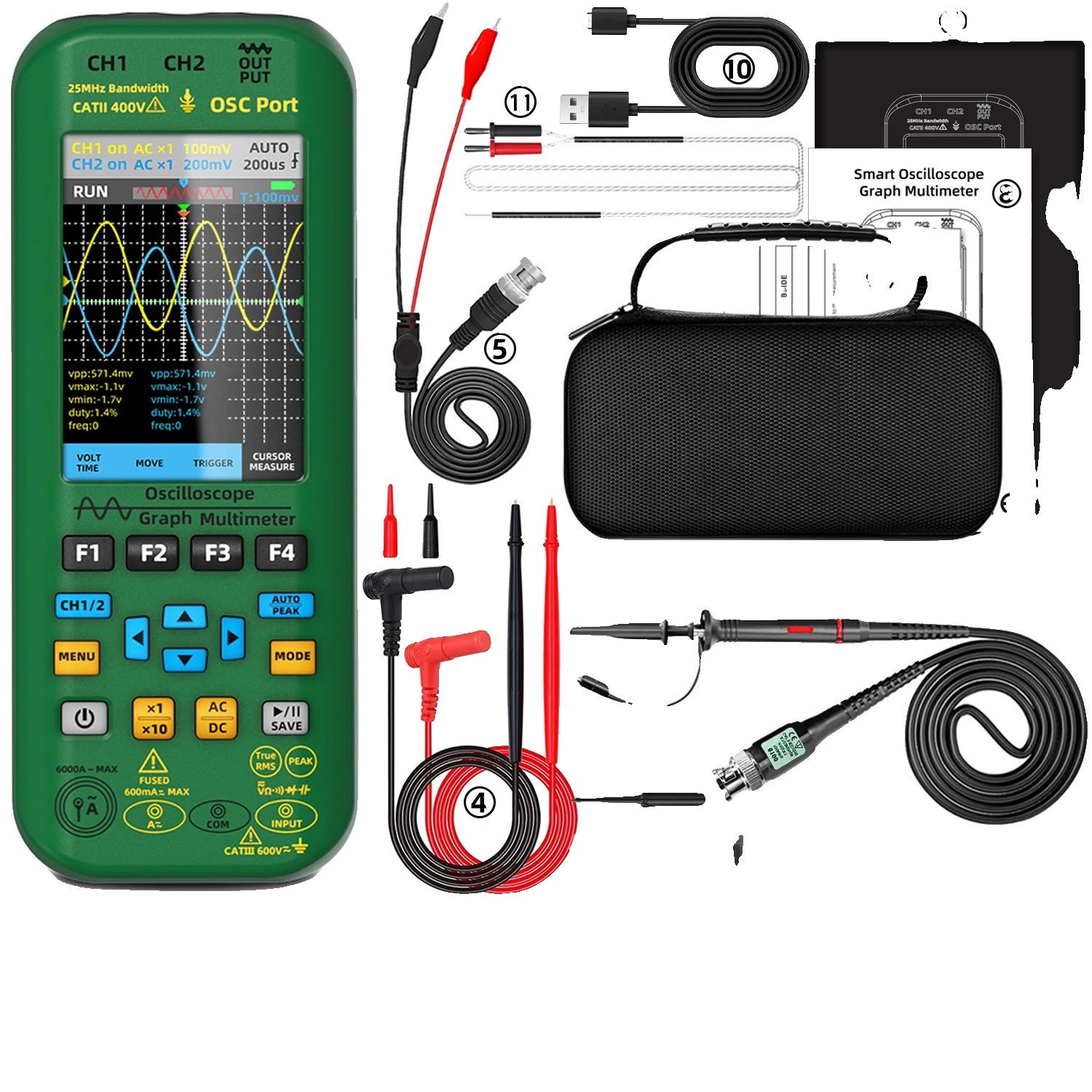 Oszilloskop, Digitalmultimeter, Funktionssignalgenerator, O7