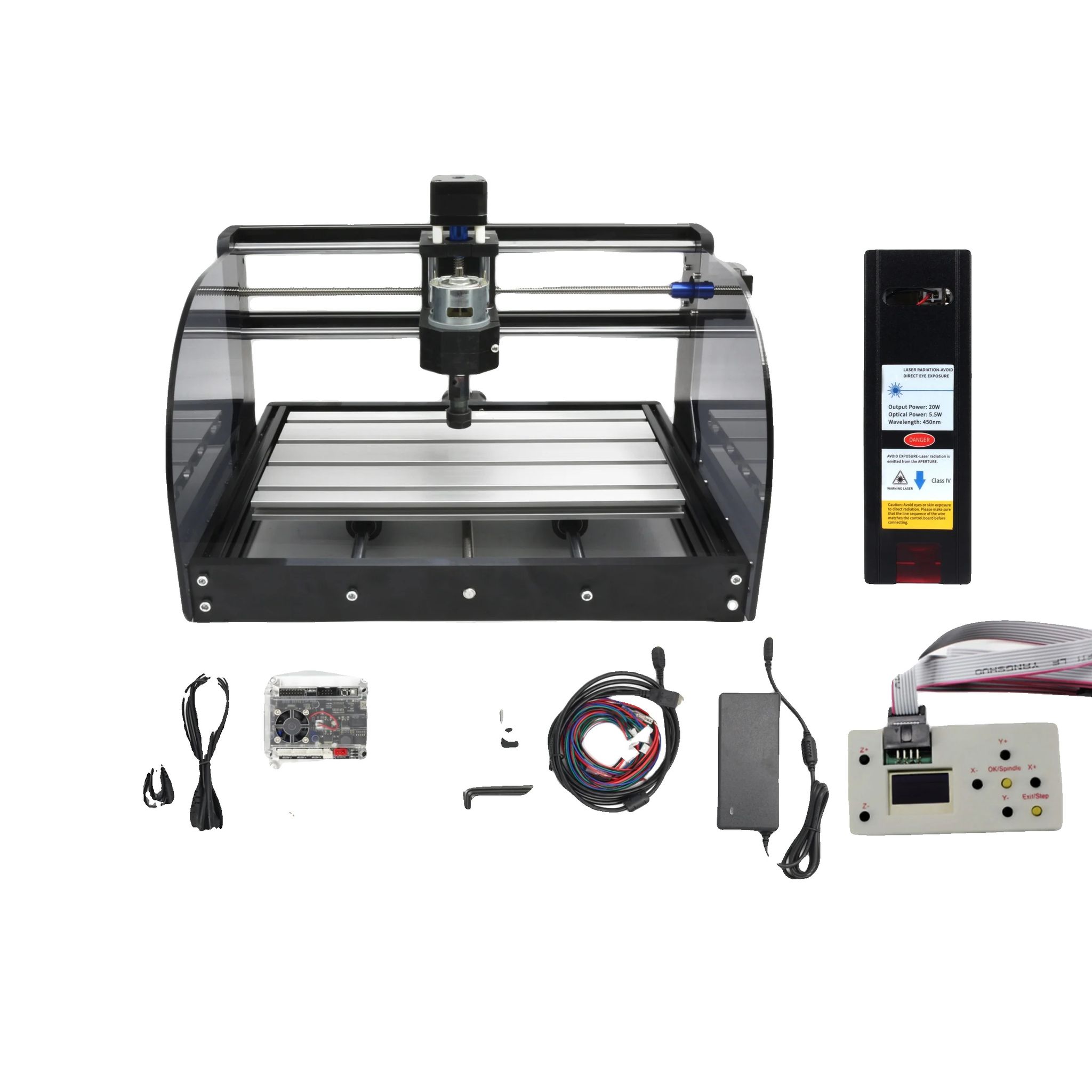 Cnc-graviermaschine, 3-achsen-fähigkeit, Leistungsstarker Spindelmotor, Add Offline+20w Laser