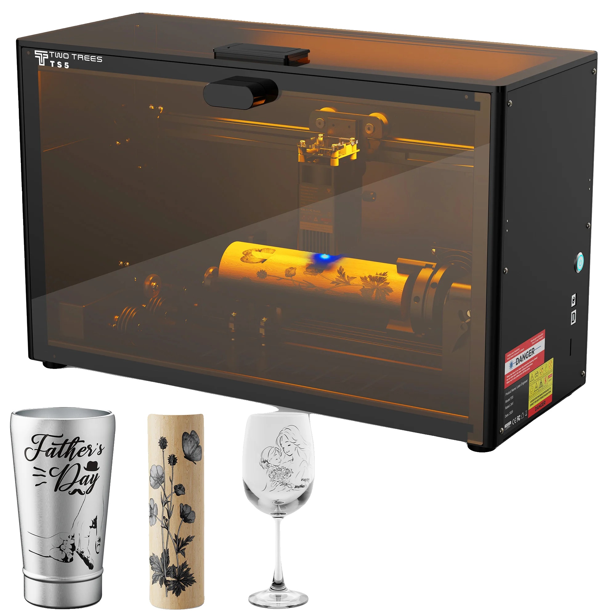 Lasergravierer, Wi-fi-konnektivität, Hochpräzise Gravurmaschine Für Ringe/tassen/glas/bälle, Ts5, Ts5 7w