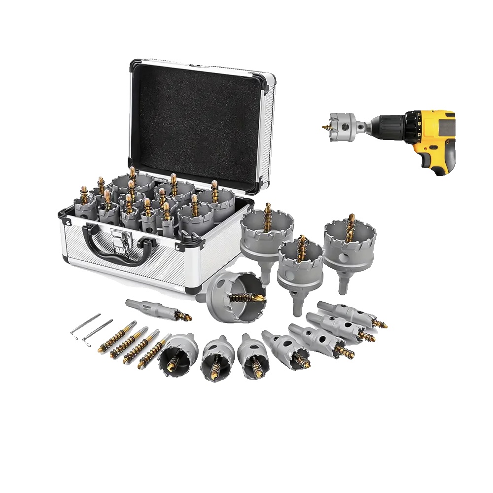 Lochsäge Bohrer Set, Größen 16mm Bis 57mm, 16 Teile, Tct Hartmetall Konstruktion, Geeignet Für Metallbohrungen, Enthält Führungsbohrer