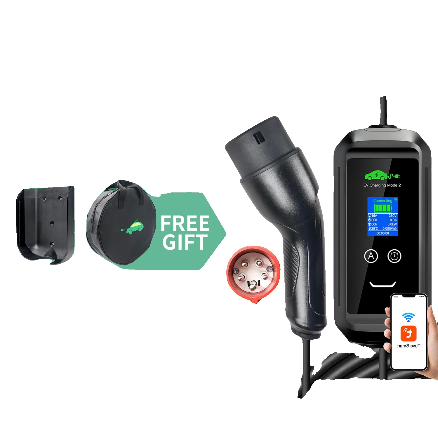 Tragbares Ev-ladegerät, Typ2-stecker, 11kw Ac-heimladung, Typ2