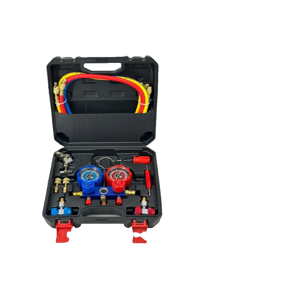 Ac Manifold-druckmessgerät-set, Robuste Kunststoff- Und Metallkomponenten, 30 X 20 X 8 Cm, Geeignet Für R-134a Und R-22 Kältemittel, Druckbereich Von