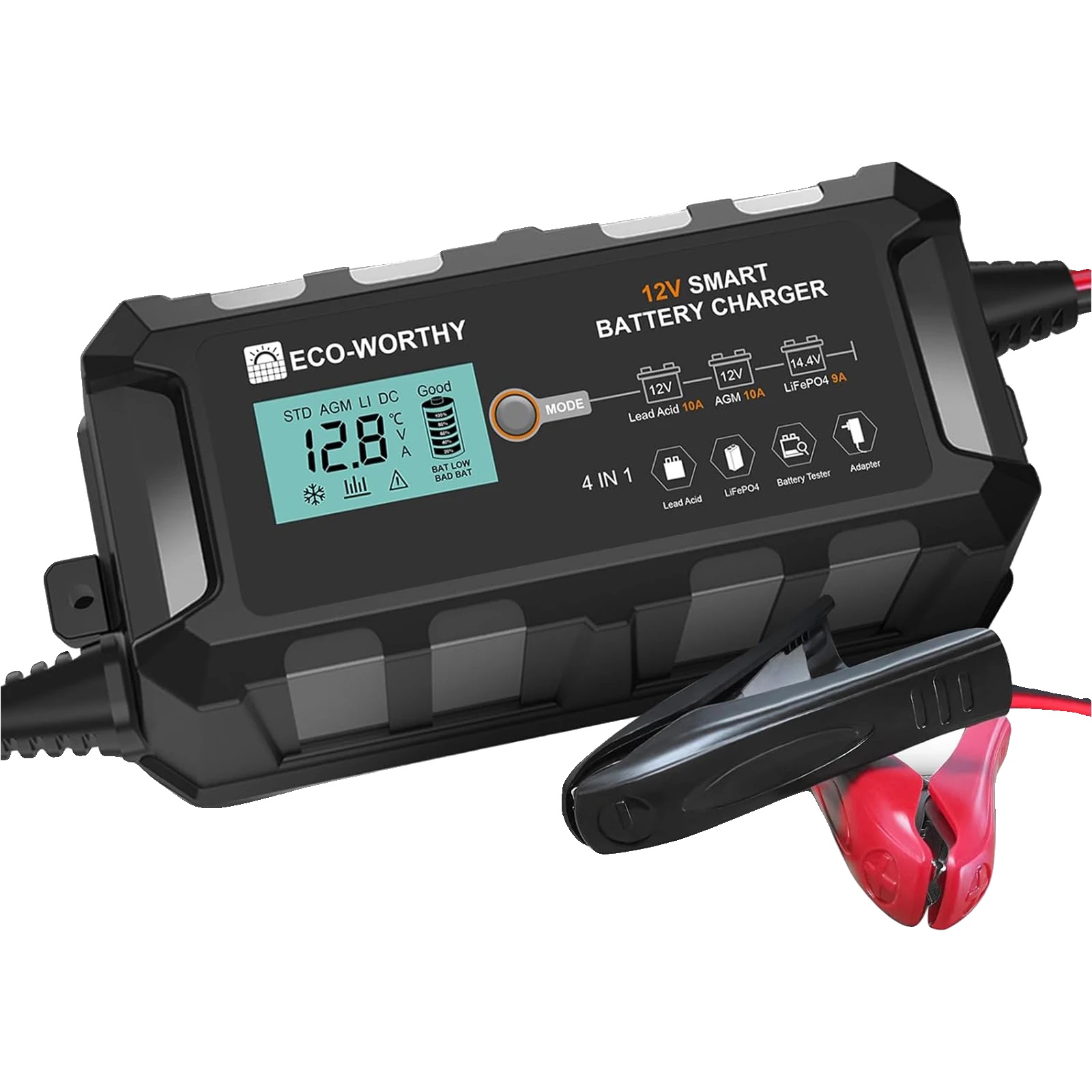 Batterieladegerät, 12v Ausgang, 10a Strom, Schwarz