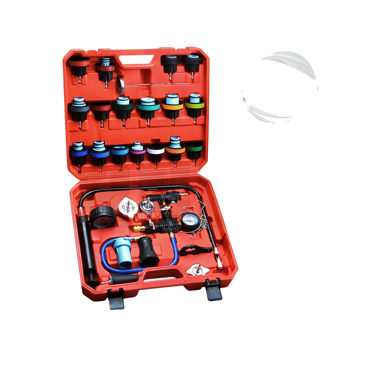 Kühlerdruckprüfer, Druckprüfbereich 0-35 Psi, Enthält 28 Prüfadapter, Artikelgewicht 4,8 Kg, Farboptionen Rot Oder Blau, Bedienungsanleitung Enthalten