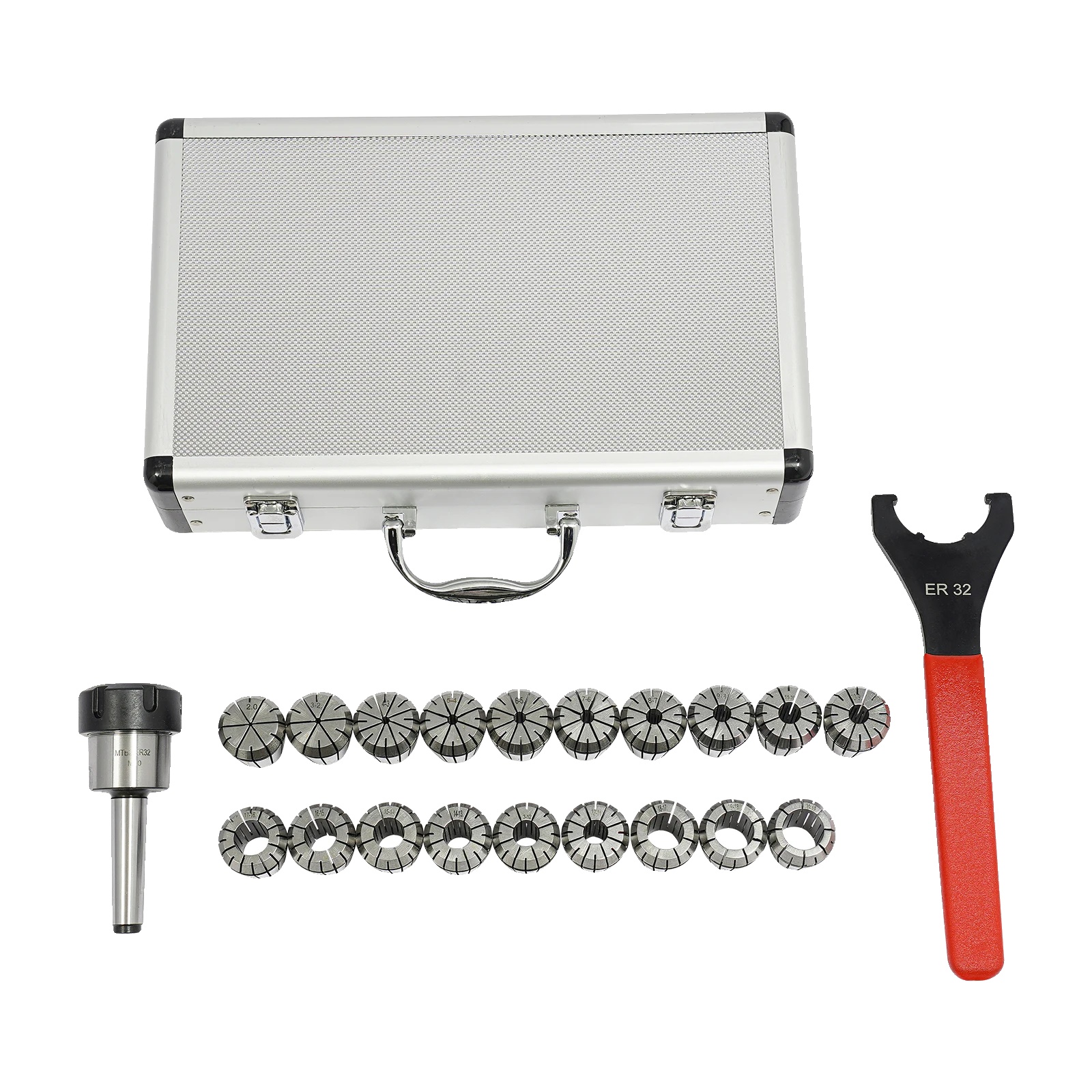 Collet Set, 19 Teile Hochpräzision, Kompatibel Mit Mt2 Werkzeugmaschinen, Silber