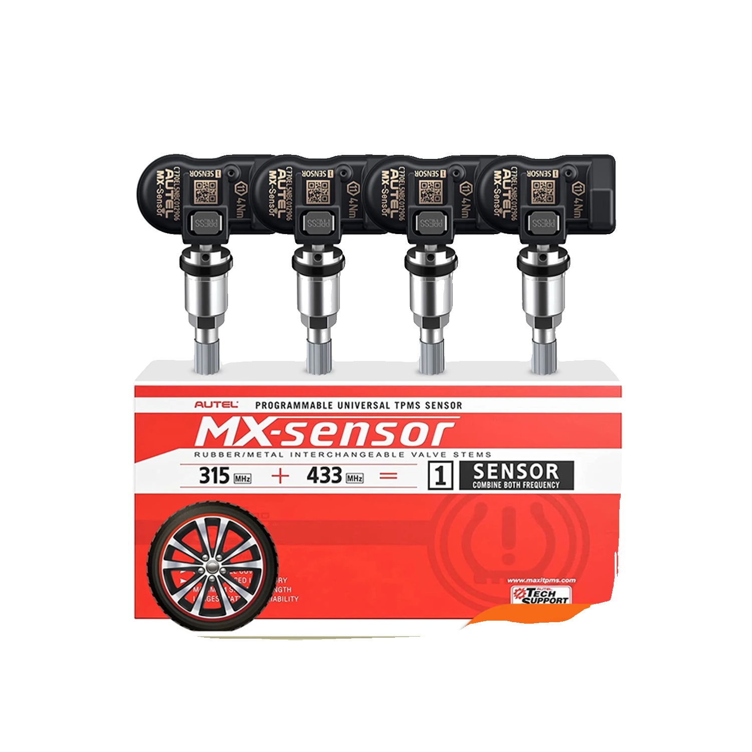 Tpms-sensor, 315mhz Und 433mhz Dual-frequenz, Einfache Installation, 4pcs Mx Sensor