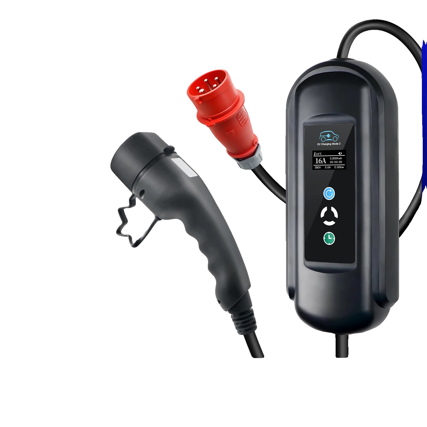 Tragbares Ev-ladegerät, Einstellbarer Strom, 15 M Kabel Länge, Typ2