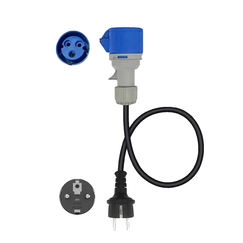Ev-ladegerät, Schuko- Und Cee-kompatibilität, 16a Strom, Blaue Cee 32a Auf 16a