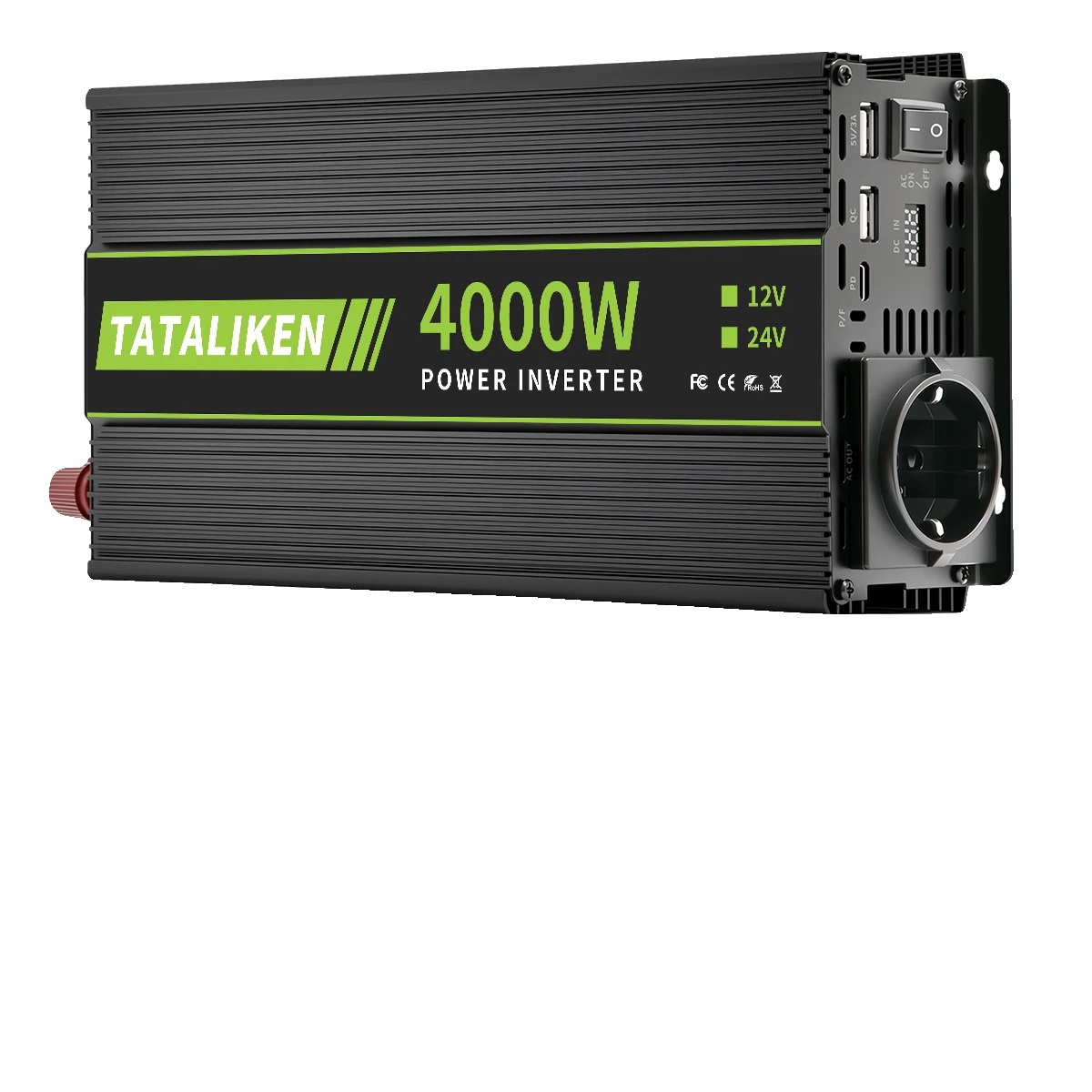 Wechselrichter, 220v Ac-ausgang, Eu-steckdose Kompatibel, 4000w-schwarz