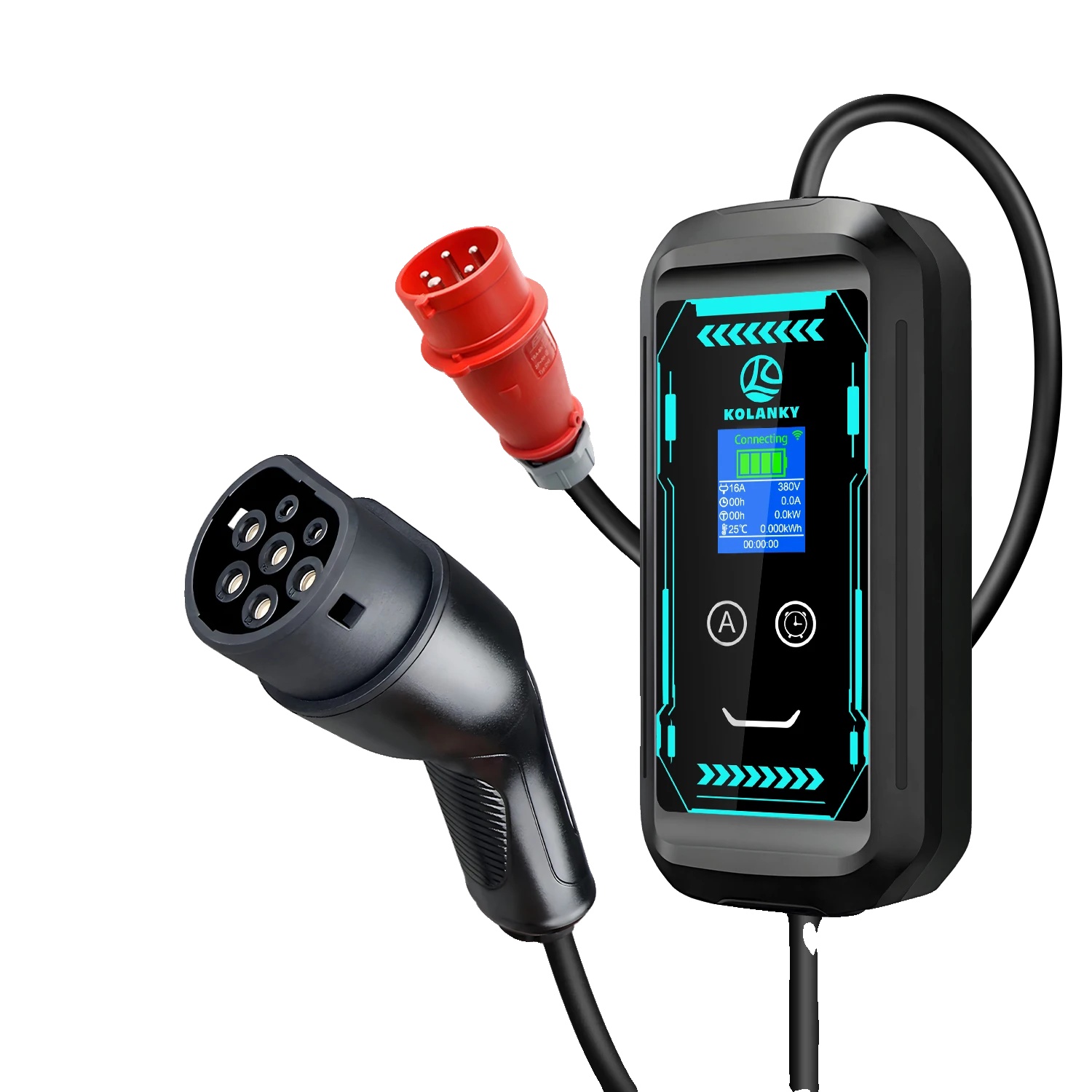 Mobiler Ev-ladegerät, 10 M Kabel Länge, Wifi-steuerung, Typ 2 11kw 10m