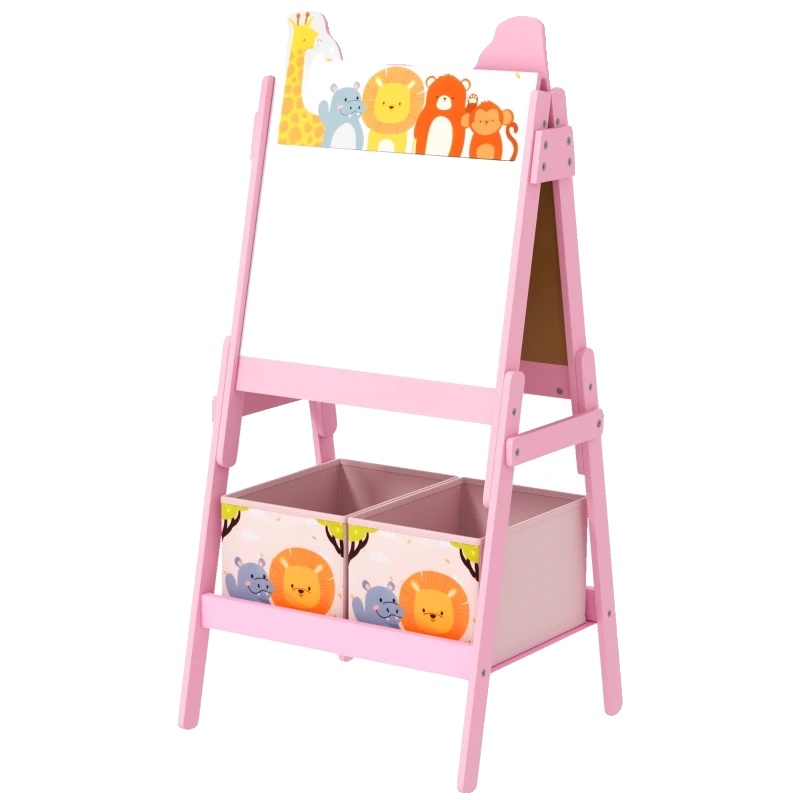 Kinder Mal-easel, Mdf-material, 49 Cm Länge, 53,5 Cm Breite, Geeignet Für Altersgruppen Von 3-8 Jahren, Tafel- Und Whiteboard-funktionalität