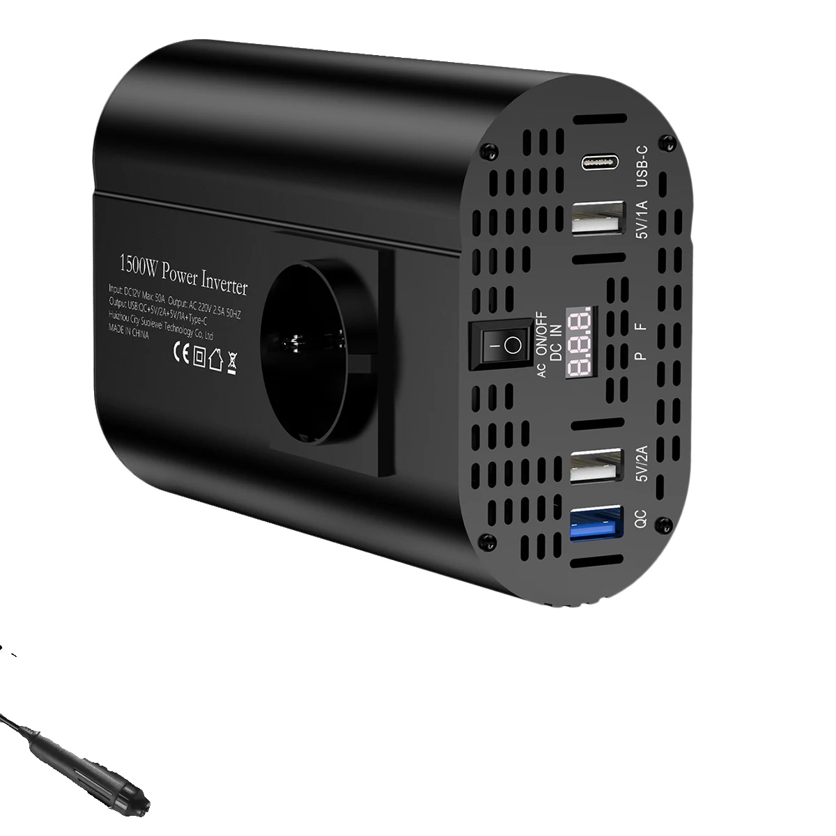Auto-inverter, Tragbares Design, Effiziente Energieumwandlung, 1500-schwarz