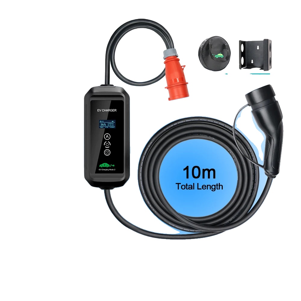 Kolanky Tragbares Ev-ladegerät, 11 Kw Leistung, Einstellbarer Strom 6-16 A, Typ2