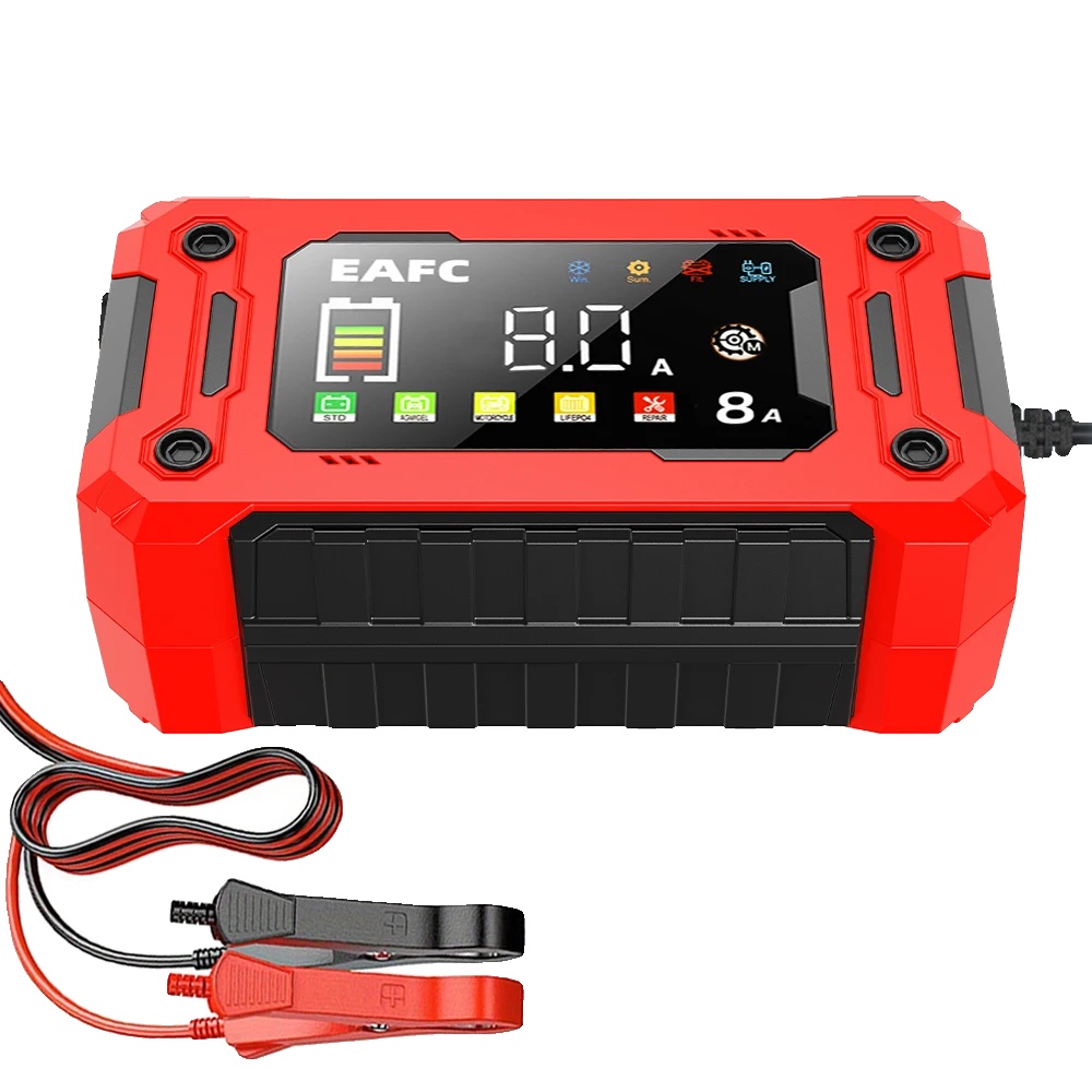 Auto-batterieladegerät, Multi-modus Intelligentes Laden, Großes Hd-display, 8a Eu Stecker