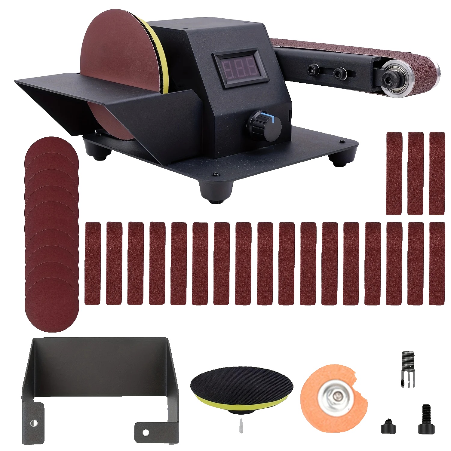 Kleine Bandschleifmaschine, 350 Watt, 7 Geschwindigkeitsstufen, 12,5 X 5 X 5 Zoll, 795 Motorleistung, Einschließlich 10 Schleifbänder Und 10