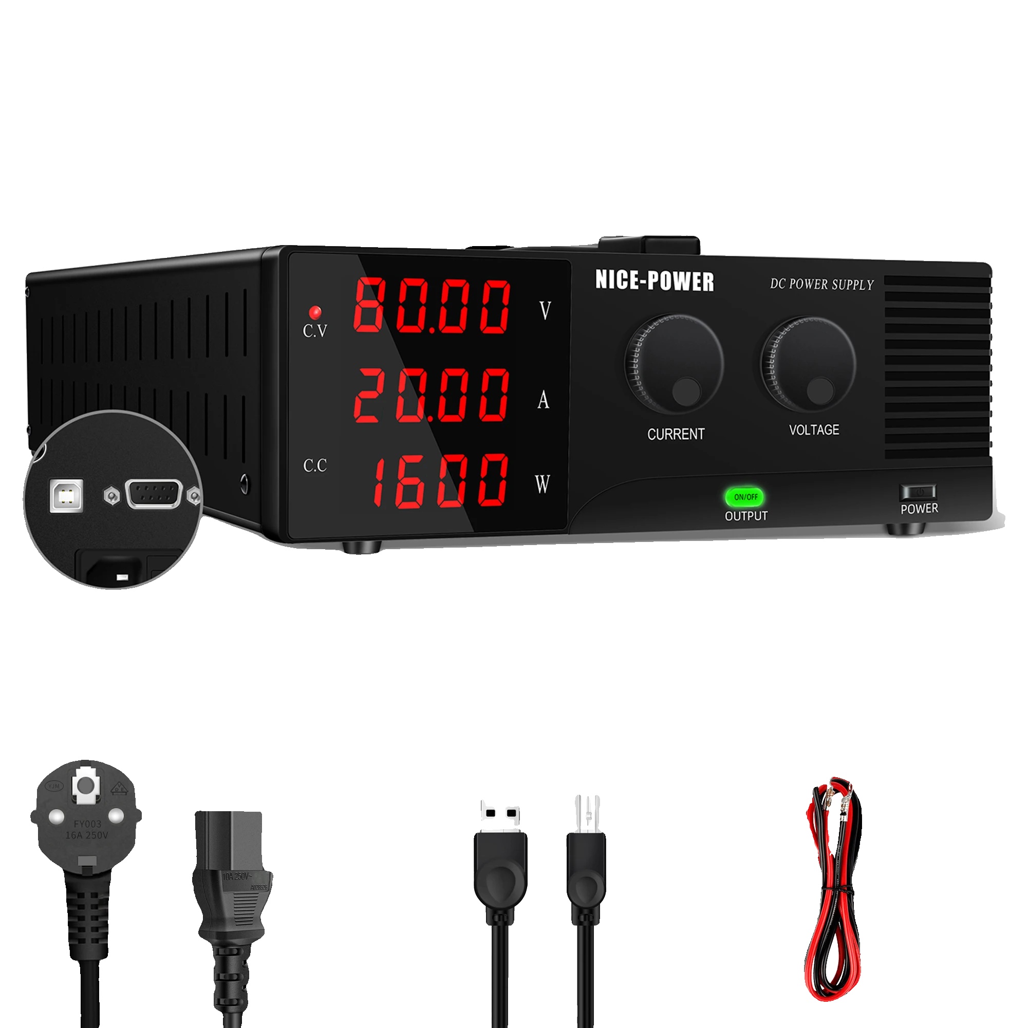 Stromversorgung, Variable Ausgangsspannung, Erweiterter Schutz, 80v 20a Rs-232, 200-240v