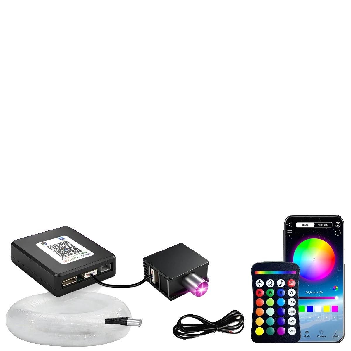 Glasfaserlichter, Intelligente App-steuerung, Mehrere Leuchtende Effekte, Rgbw, Paket B