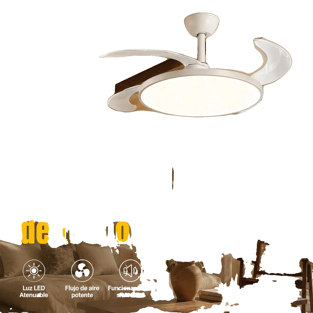 Deckenventilator, 50 Cm X 50 Cm, 48w Leistung, 220v Spannung, Dimmbares Led-licht, 3 Geschwindigkeitsstufen