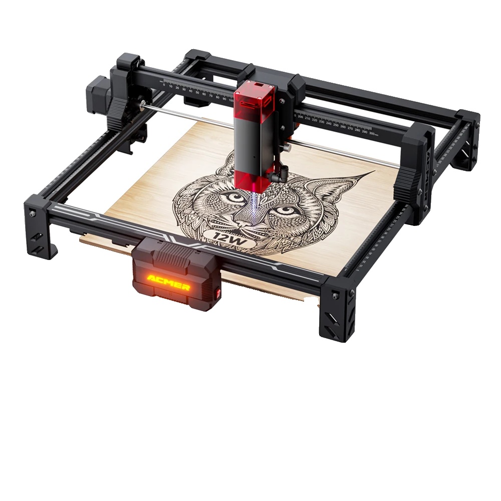 Lasergravierer, Vielseitige Materialkompatibilität, Kompaktes Design, Acmer S2 12w, Eu-b