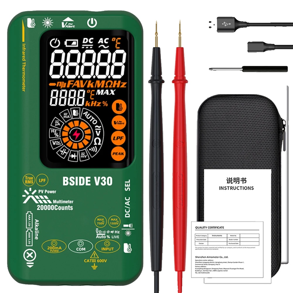 Digitalmultimeter, Infrarot-temperaturmessung, Automatische Bereichsfunktion, V30
