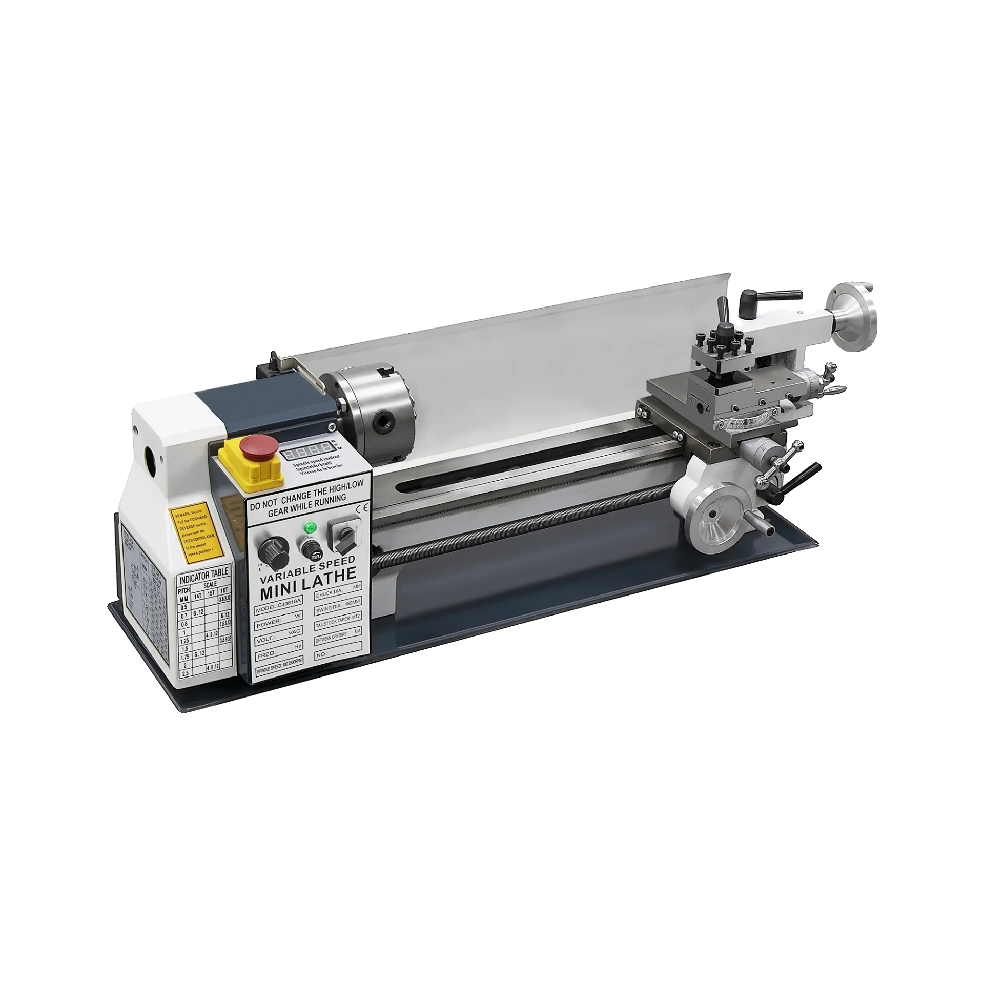 Bein-dehner Mini Metall-drehmaschine, Variable Geschwindigkeit, Hohe Präzision, 180x350 Kunststoffzahnrad