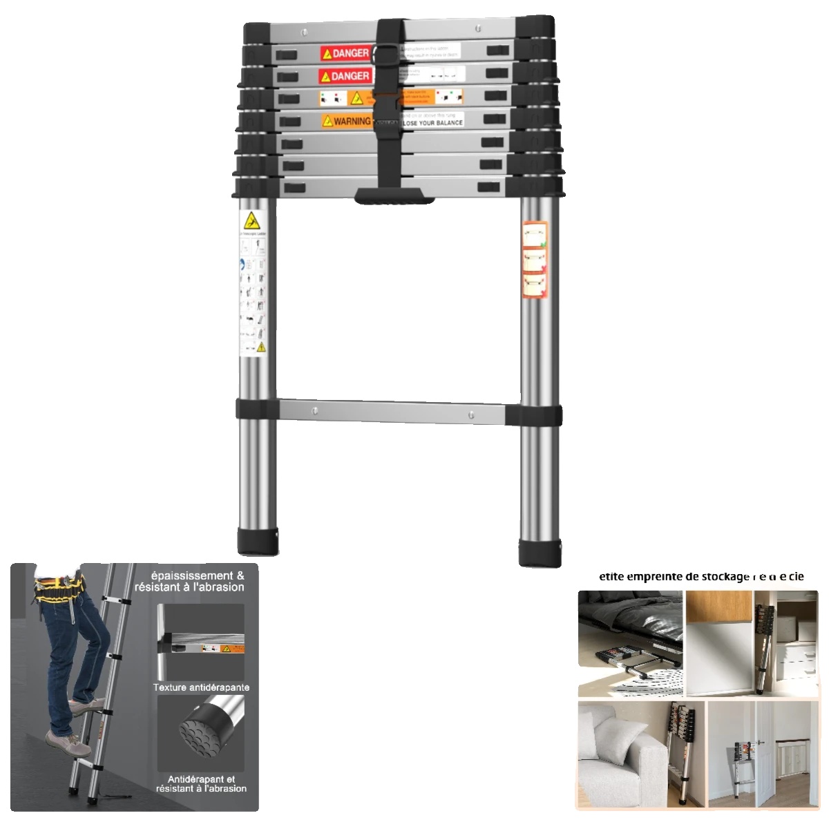 Teleskopleiter, Tragbar, Sicherheitsmerkmale, 2.6 M